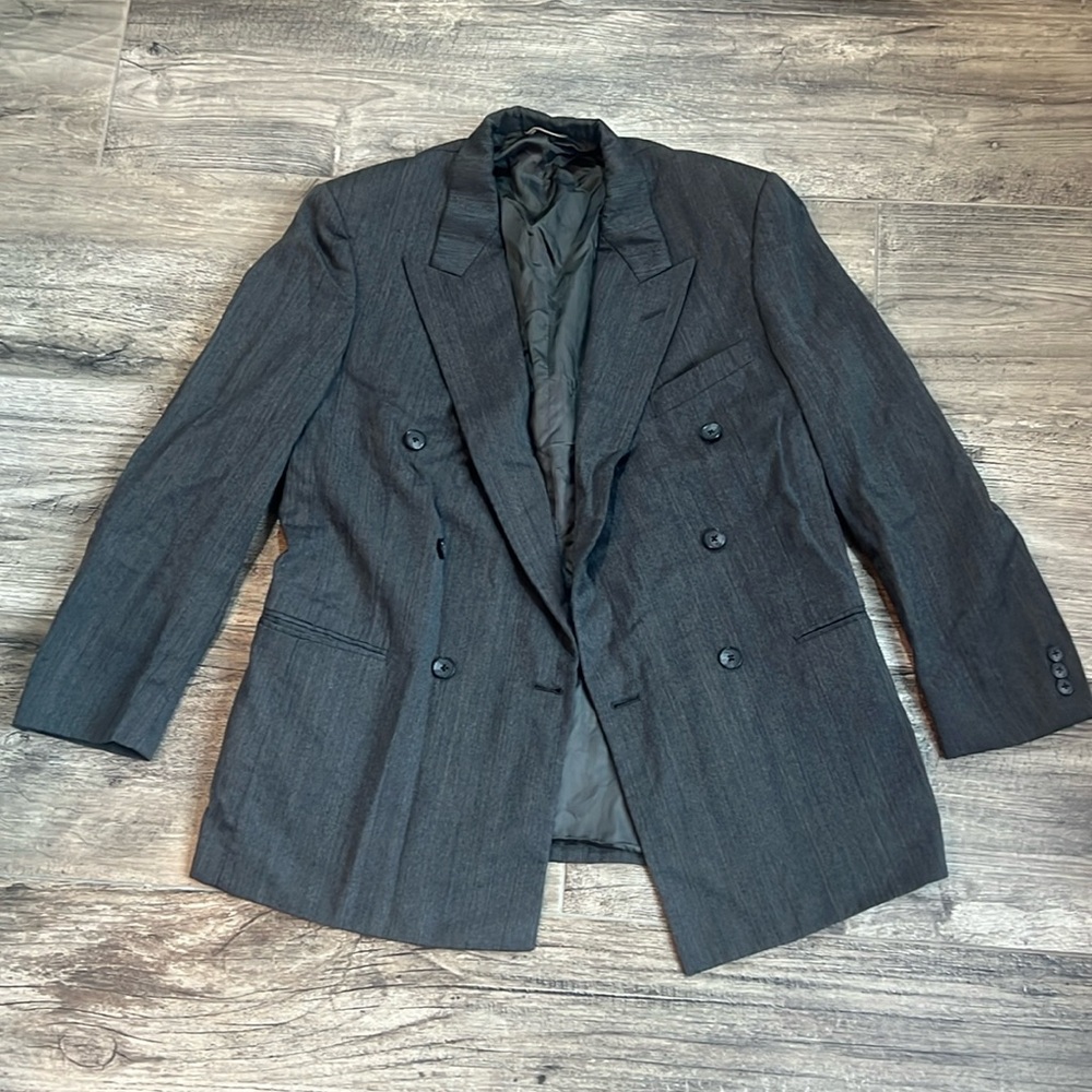 Henry Grethel Jacket GRAY PURE VIRGIN Wool POCKETS Made in USA 40R OFFICEWEAR